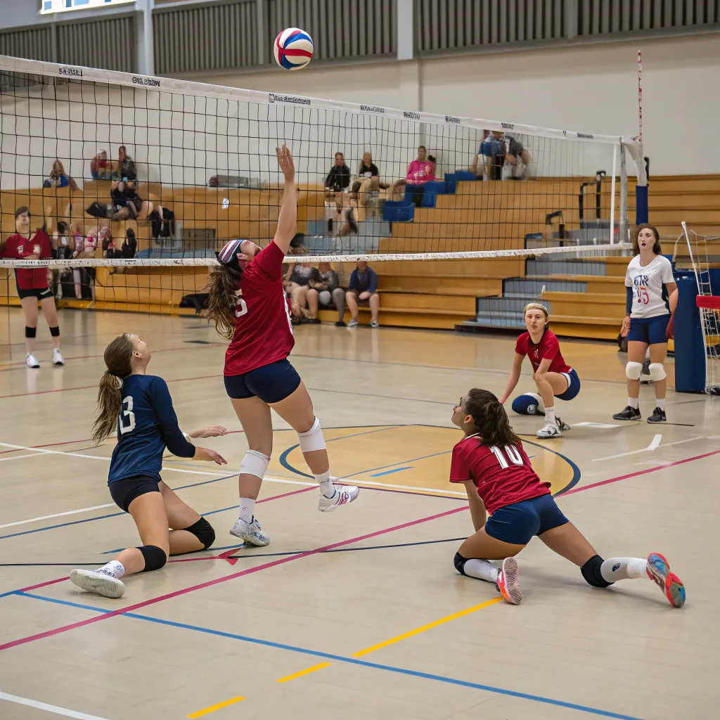 Volleyball training session in progress